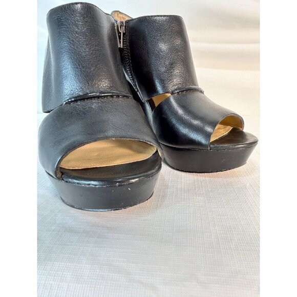 Coach Jaelyn Q1219 Black Wedge Heels Platform Sandals Leather Open Toe 7B - Picture 12 of 15